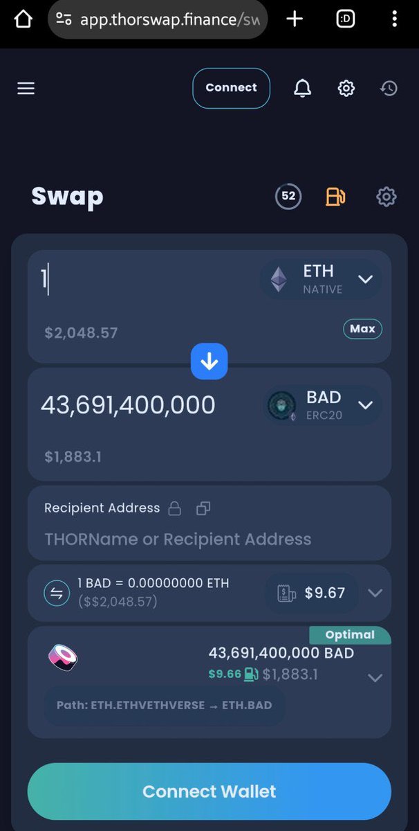 The $Bad token is now supported &amp; swappable on <a href="/THORChain/">THORChain</a> #DEX 

This #Dex is now the second largest trading Dex by volume right behind <a href="/Uniswap/">Uniswap Labs 🦄</a>