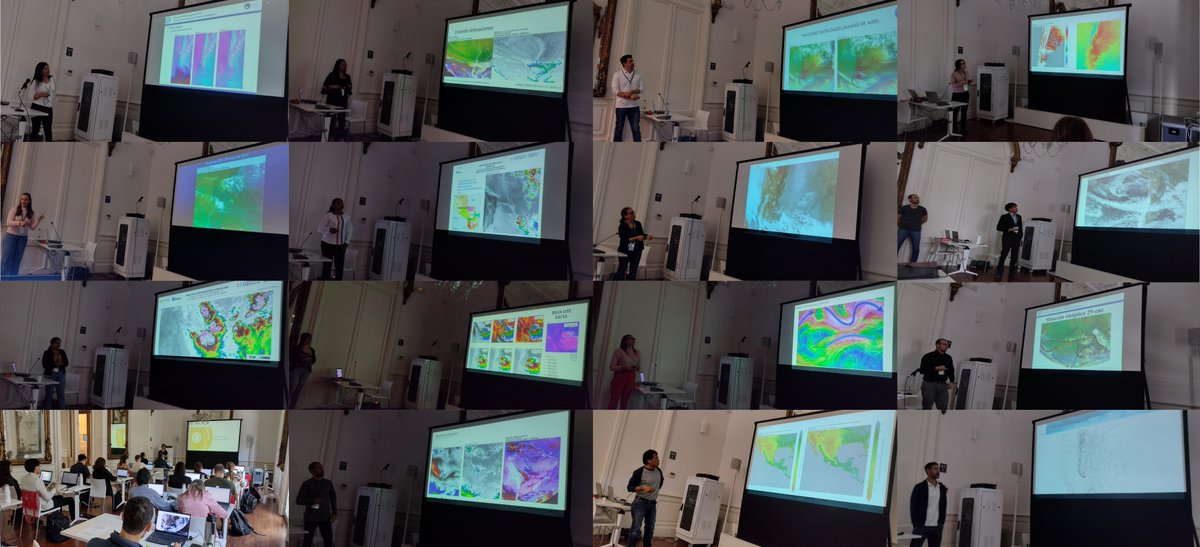 Many hands-on activities included! Participants presented their case studies / exercises using satellite data from @eumetsat / @LSA_SAF and @NOAASatellites, including Metop, Meteosat, GOES-East, GOES-West and NWP data from @ECMWF, using Python to create their images! @PyTrollOrg