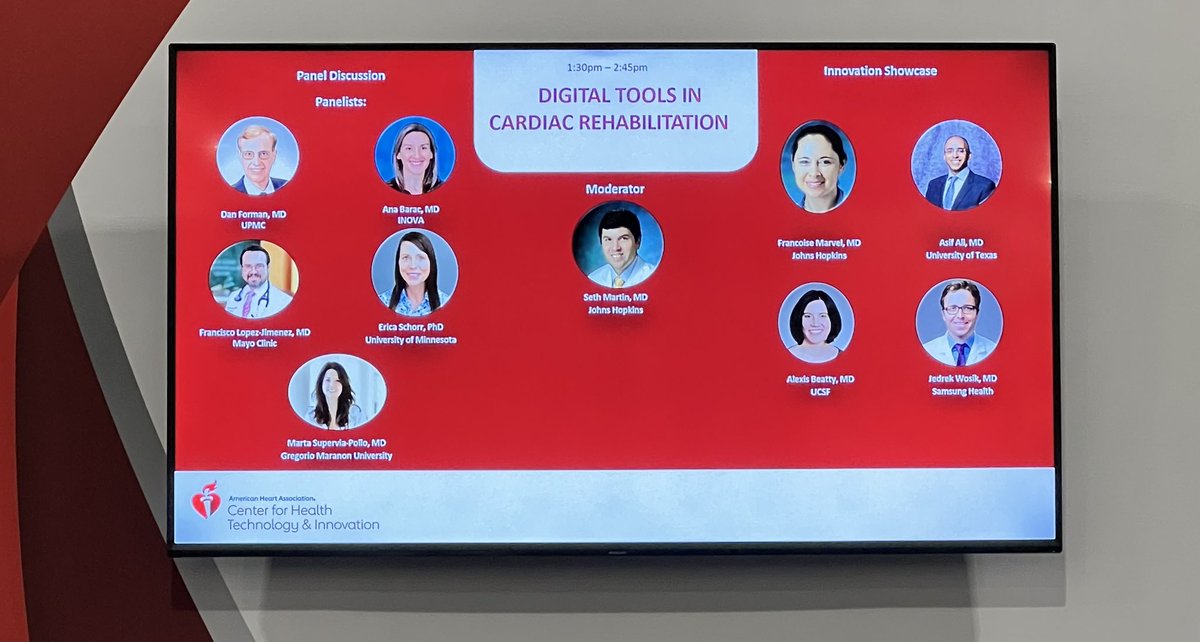Amazing talks from @SethShayMartin and @DoctorMarvelMD at #AHA23 about digital tools in cardiac rehab. Incredible @CorrieHealth innovation demo to close out the session! @American_Heart @AHAScience @hopkinsheart @HopkinsMedicine @CiccaroneCenter @heartmaryland