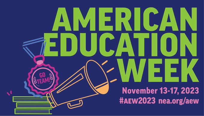NSPRA's tweet photo. Happy American Education Week! NSPRA is proud to honor educators, our #schoolPR community and ALL who work in our nation’s public schools. THANK YOU for all you do for students, families and communities each and every day. #AEW2023 @NEAToday https://t.co/Vw30xxcZ2d https://t.co/b4C32UeY8l