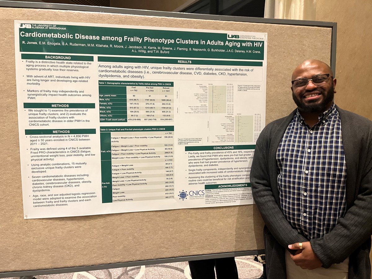 Congrats to Dr. Ray Jones for presenting his working during the Early Stage Investigator Poster Session at the CFAR Annual Meeting at John Hopkins University last week 🎉 Dr. Jones is a member of the #UABCFAR Inaugural Emerging Scientist Investigator Group!