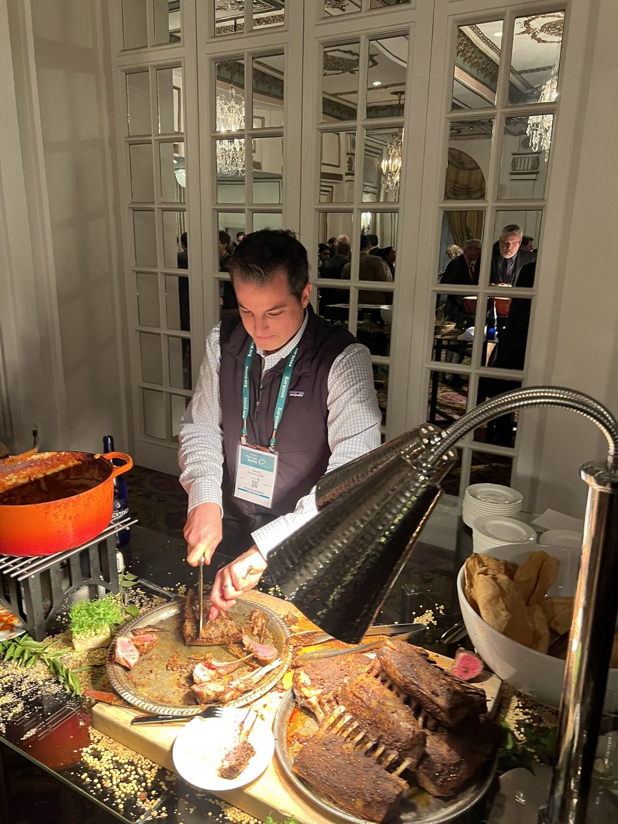 Hepatologists support each other - cheers to <a href="/DrLiver/">Dr. Liver</a> for serving me lamb chops, one rib at a time.  He’s available for hire at the next #AASLD reception. 🤣😂😀