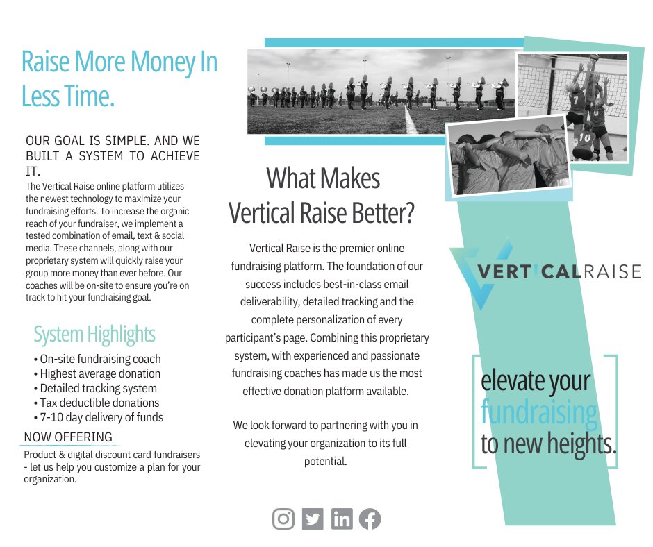 Raise More Money In Less Time 🏀🎼🏈♟🏒

Use Vertical Raise for your team's next fundraising mission!