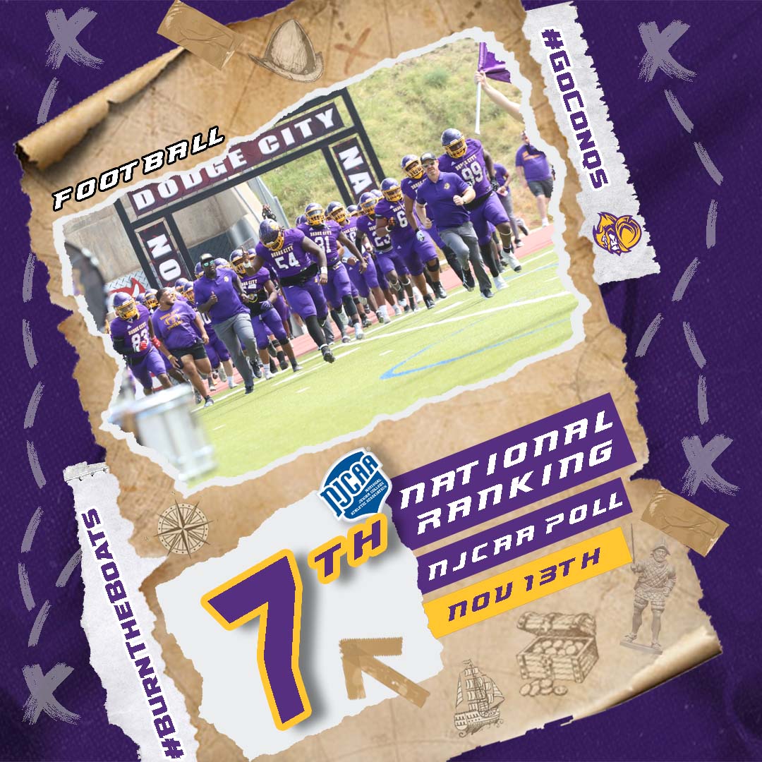 🏈Football | #GoConqs MOVIN ON⏫@GoConqsFB jumps2⃣spots to#⃣7⃣in latest NJCAA DI rankings as the Conqs are 7-3 on the season #BurnTheBoats Full poll: njcaa.org/sports/fball/r…