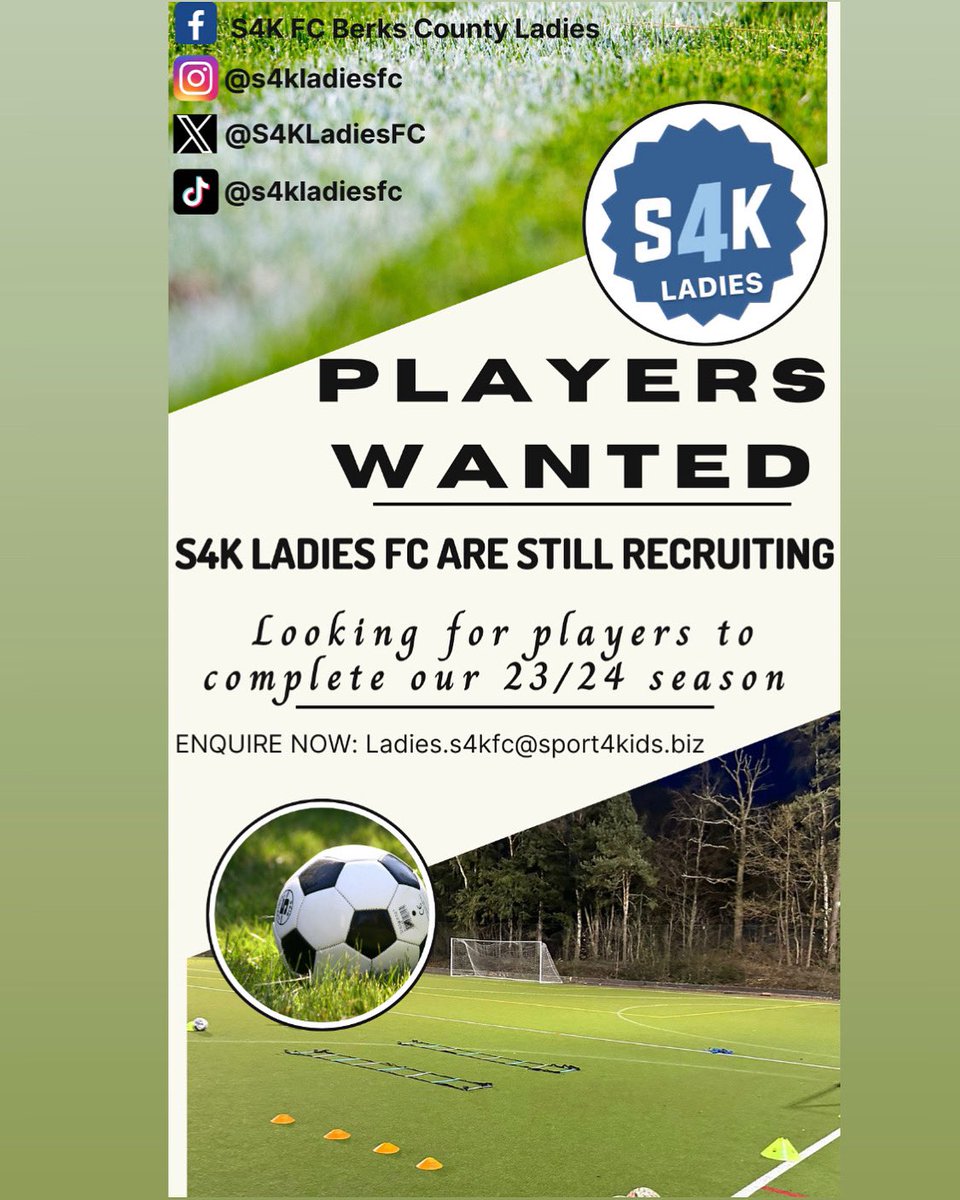 Here at S4K Ladies we are still looking for a couple more players to help complete our squad for the season. In particular we are looking for centre backs. If you are interested, please get in touch.