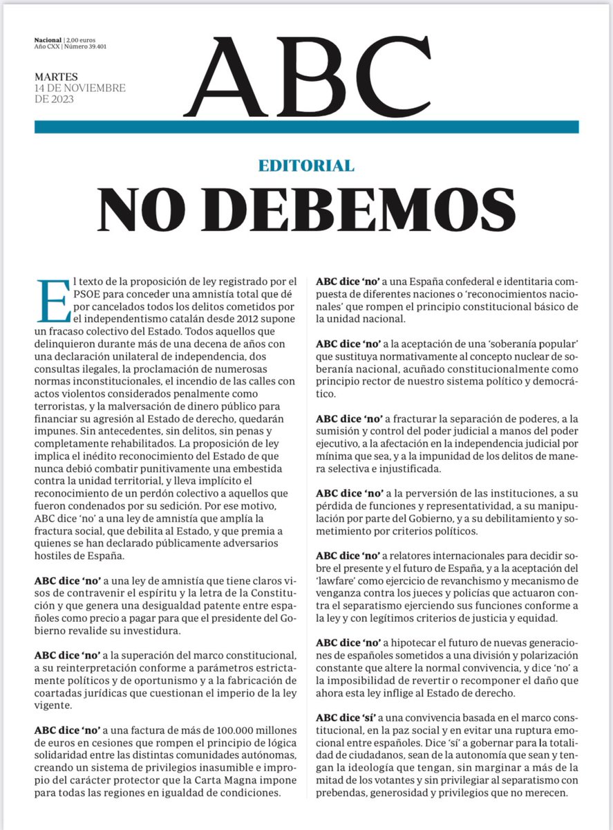 ChicoteLerena's tweet photo. El editorial copa la portada de mañana por ser un día de extraordinaria relevancia y gravedad https://t.co/3pGGmGAybA