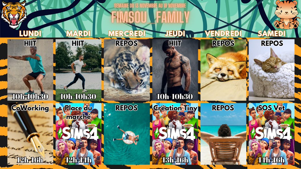 Planning de cette semaine ❤️

Du sims et du sims 😍

Twitch.tv/fimsou_family

#twitch #ea #lessims #sport #live #gaming