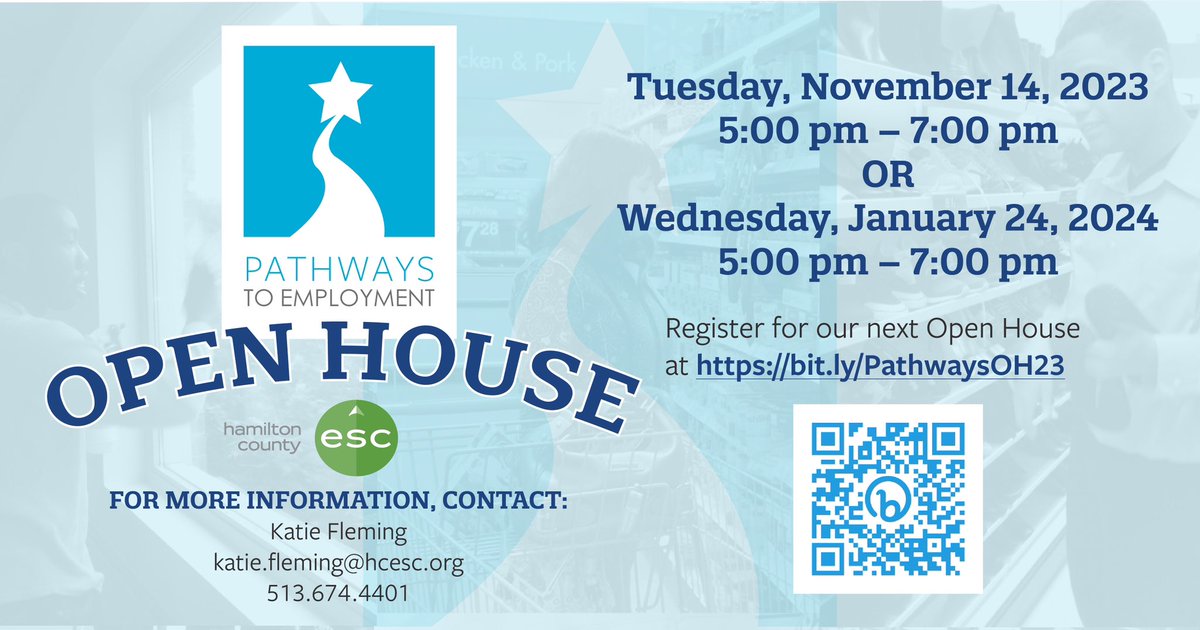 Navigating the transition from school to the workplace can be challenging, especially for students with disabilities. Learn more about our Pathways to Employment program for students ages 18-22. Visit our open house Nov 14, 5-7, 11305 Reed Hartman. Scan QR code to register.