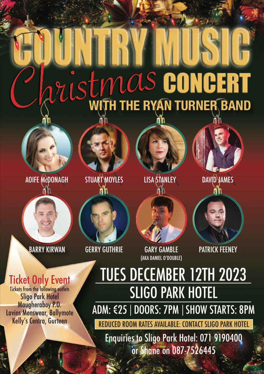 Looking forward to being part of this great Xmas show on Dec 12th at The Sligo Park Hotel 🎄🎶🇮🇪
