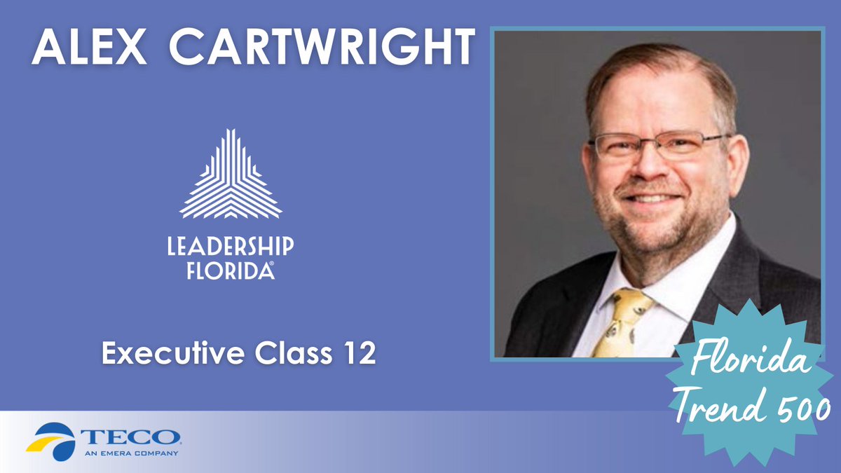 LeadershipFla's tweet photo. Congratulations to Alex Cartwright (#ExecutiveClass12, #EastCentralRegion) for being selected as one of @FloridaTrend's Top 500 Influentials in Florida in the Education category. Alex is the president of @UCF.
Sponsor: @TampaElectric https://t.co/hLTj2xsrZp
