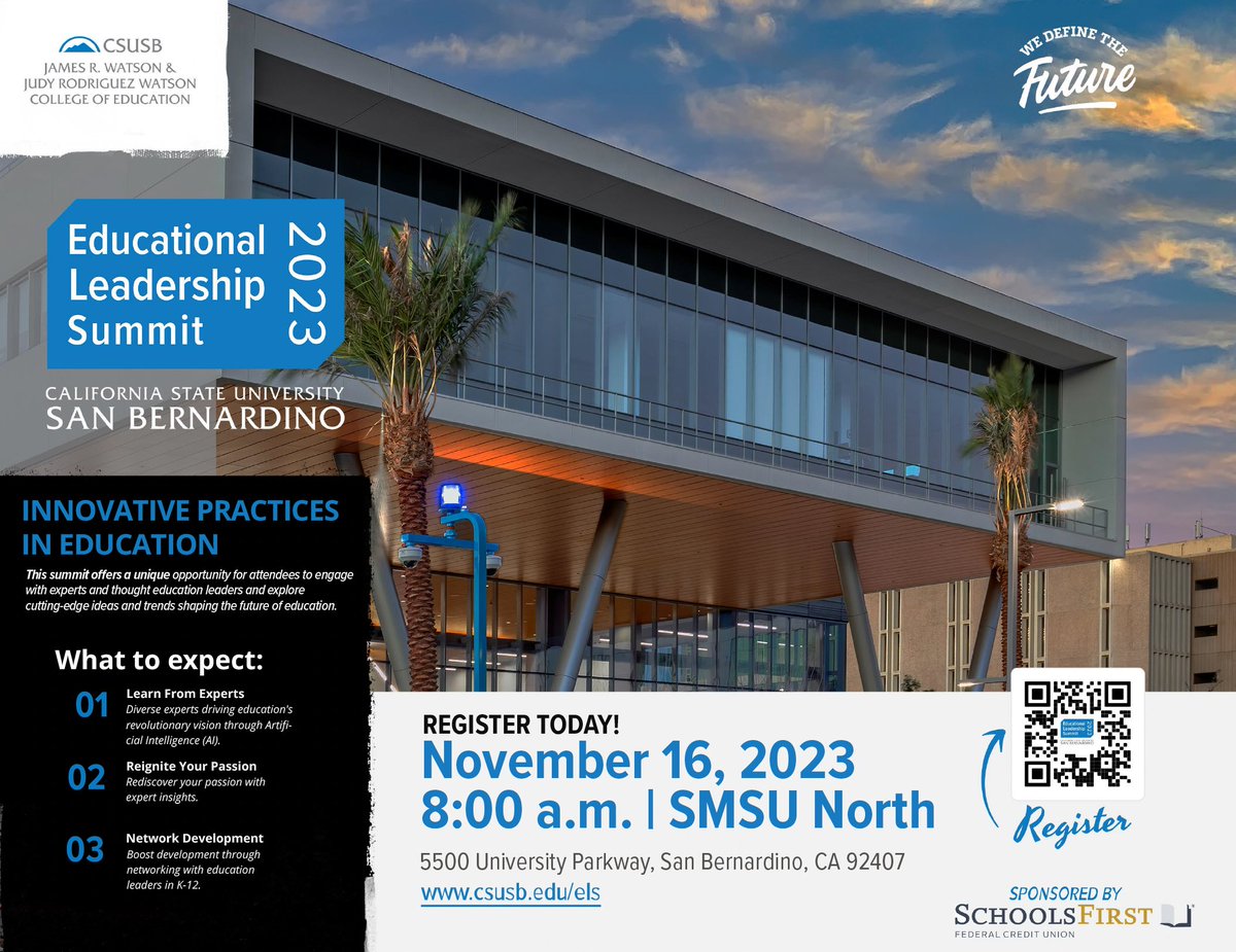 Excited to be a part of the 2023 Educational Leadership Summit hosted by the <a href="/CSUSBWCOE/">CSUSB | Watson College of Education</a> at <a href="/CSUSBNews/">CSUSB</a> This year's theme is "Innovative Practices in Education." Join me as I showcase an innovative STEM teaching approach! #EdLeadership #CSUSB #InnovationInEducation