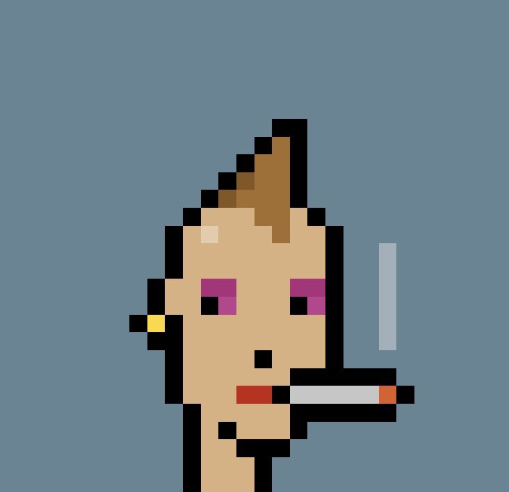 punk #2281 i bought July 11th, 2022 with $ape + BAYC profits. 

she’s a 5-trait baddy with a chip on ‘er shoulder and an unholy attitude.

you don’t wanna take her home to meet yo mama, ladies and gents ♠️