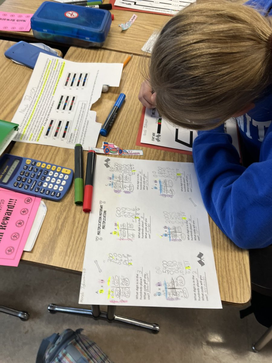 MissFulgenzio's tweet photo. More from our Multiplication Motorway! 🏎️🏁🏎️🏁🏎️ #areamodel #multiplication #steam #fourthgrade @tnetrinitypride @cdemoresavine https://t.co/skdUBcUtEw