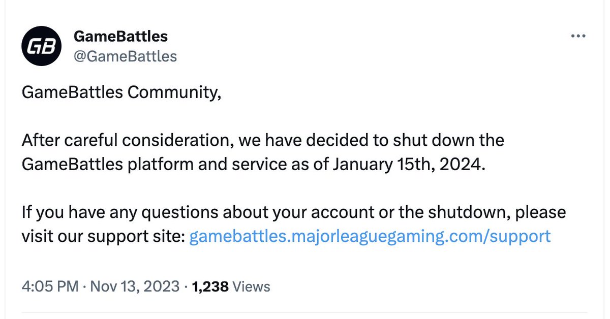 MLG’s GameBattles is shutting down on January 15, 2024