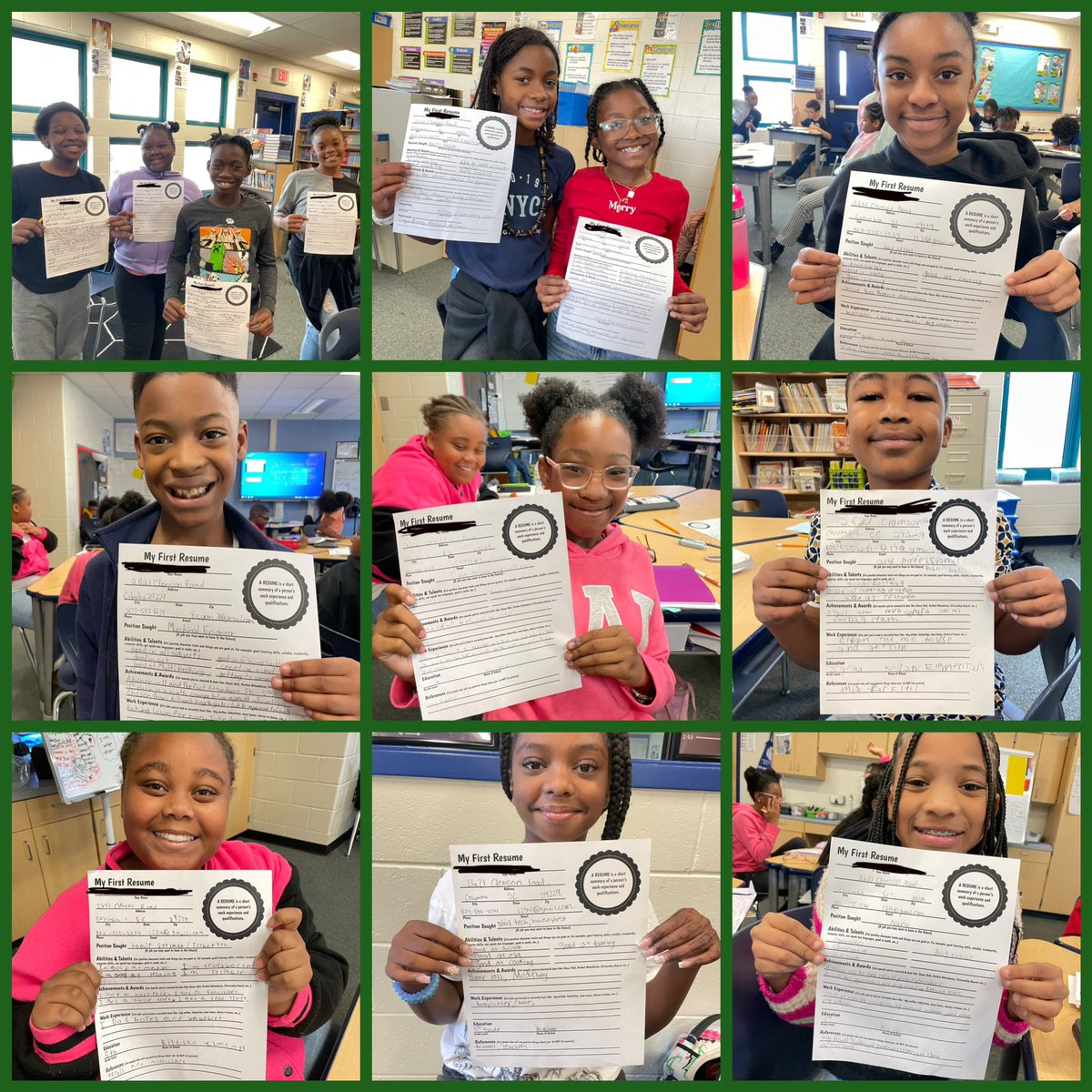 Killian’s 5th graders learned about resumes today. We talked about the format & important things that are needed on a resume. We discussed references and that you always offer a 2-week notice. @Killian_STEAM @franklinscsu @JenniferrCain @DrOMorgan @RichlandTwo @RichlandTwoAVID