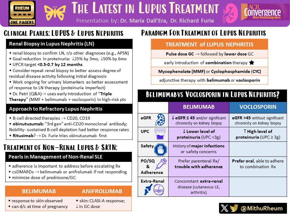 Latest in Lupus Treatment at #ACR23 
• Dr. Dall’Era & Dr. Furie 
• Approach to Lupus Nephritis 🫘 
• Treating Non-Renal SLE / Skin

#Lupus #RheumTwitter #Rheumatology