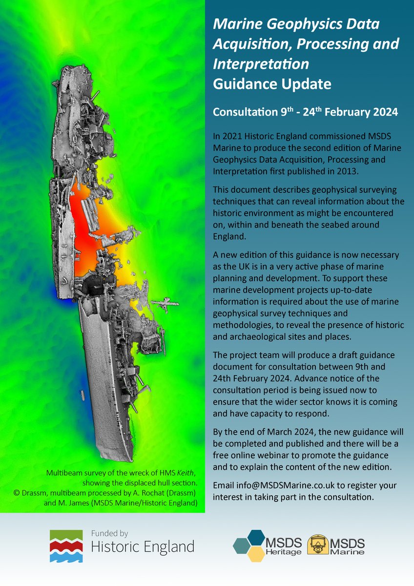 We have commissioned @MSDSMarine to update our Marine Geophysics Guidance. The updated guidance will be circulated for consultation between 9 - 24 February 2024. More info below.