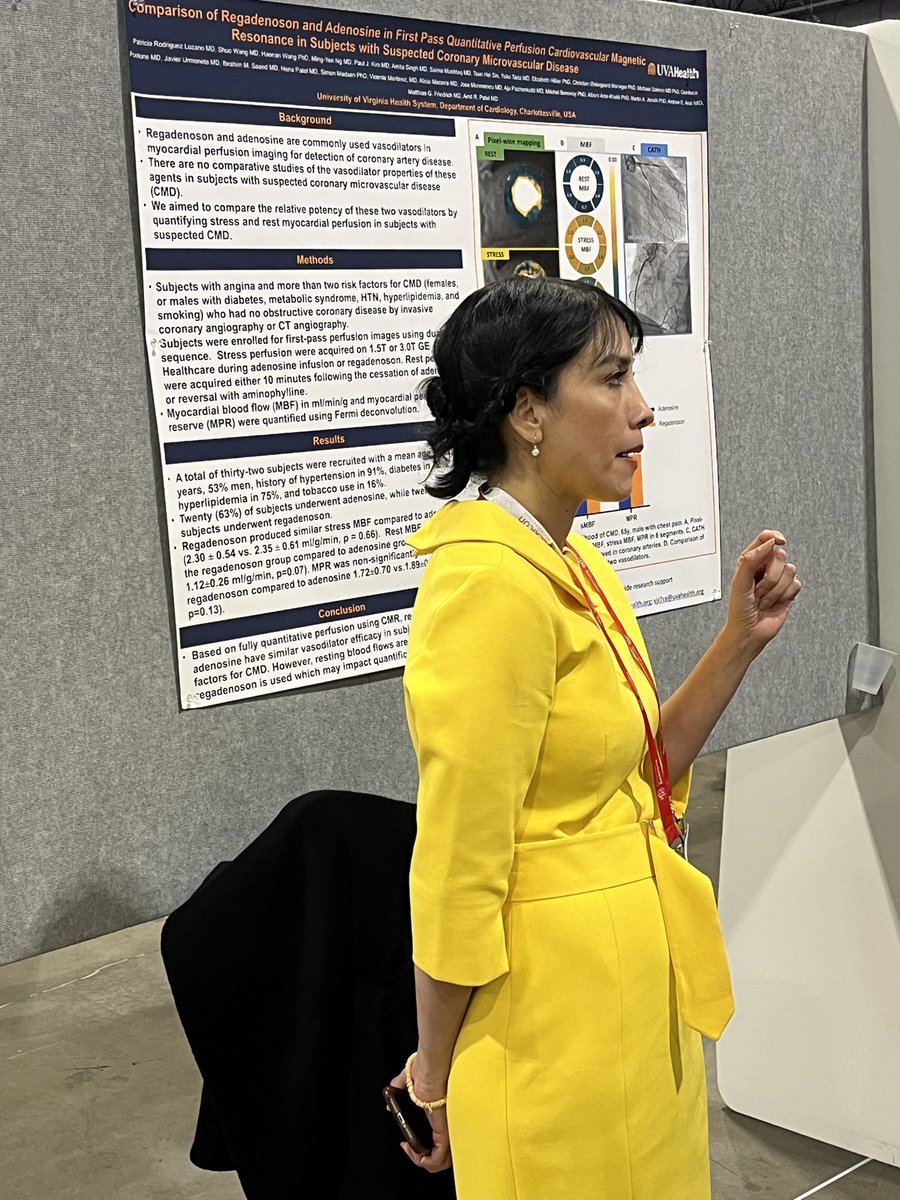 @PRodriguezMD presenting CMR perfusion data comparing vasodilator agents for #whycmr at #AHA2023 @CardioUva @UVACardsFellows @UvaDOM @AmitRPatelMD @ptnorton @JamiesonBourque