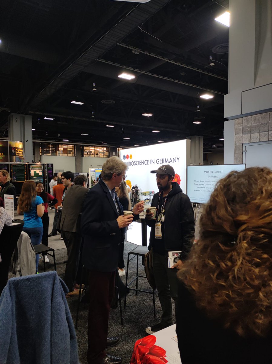 Hi #SfN23! Ansgar is currently at the meet the scientist German research booth. Join him and have some fun.