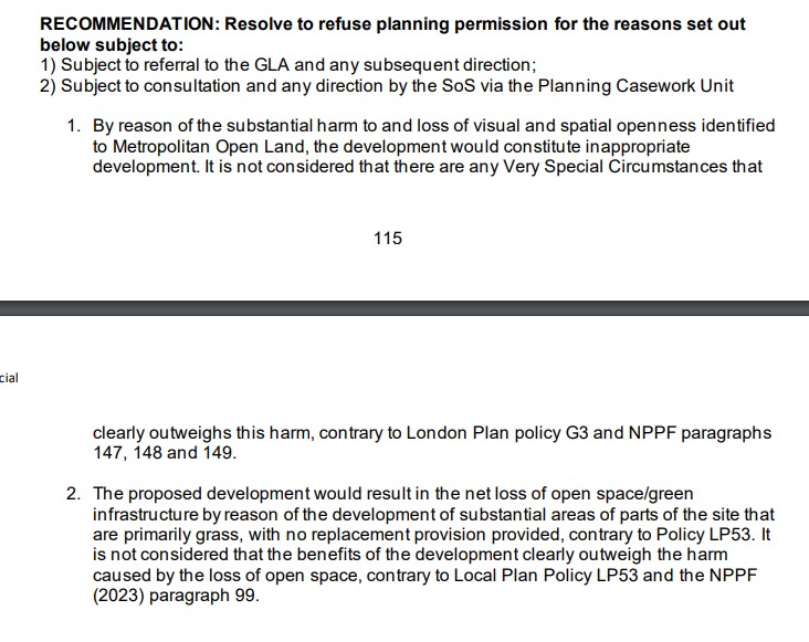PutneyFleur's tweet image. Breaking news!! 

Fantastic news that Wandsworth Officers’ recommend that the Planning Committee REFUSE Wimbledon Tennis plans to build an industrial-scale development in Southfields - because the loss of green space is unacceptable.

Full report here: democracy.wandsworth.gov.uk/documents/g859…