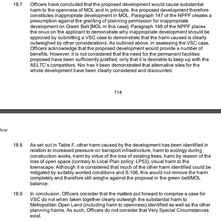PutneyFleur's tweet image. Breaking news!! 

Fantastic news that Wandsworth Officers’ recommend that the Planning Committee REFUSE Wimbledon Tennis plans to build an industrial-scale development in Southfields - because the loss of green space is unacceptable.

Full report here: democracy.wandsworth.gov.uk/documents/g859…