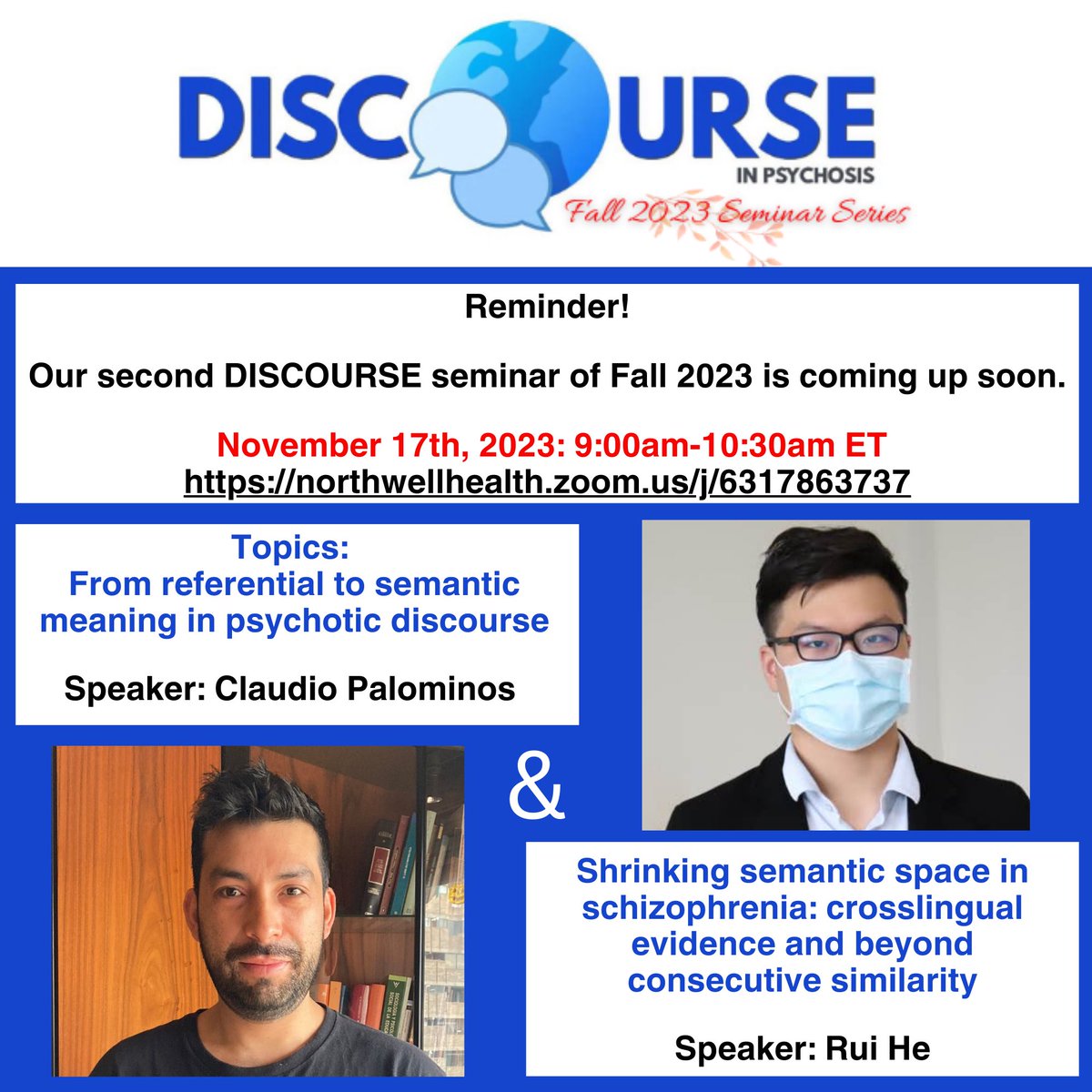 Please join our second DISCOURSE seminar of Fall 2023 with @PossiblyHuman_ and @RuiHe_ ! 🧠🗣️ @discourseinpsy