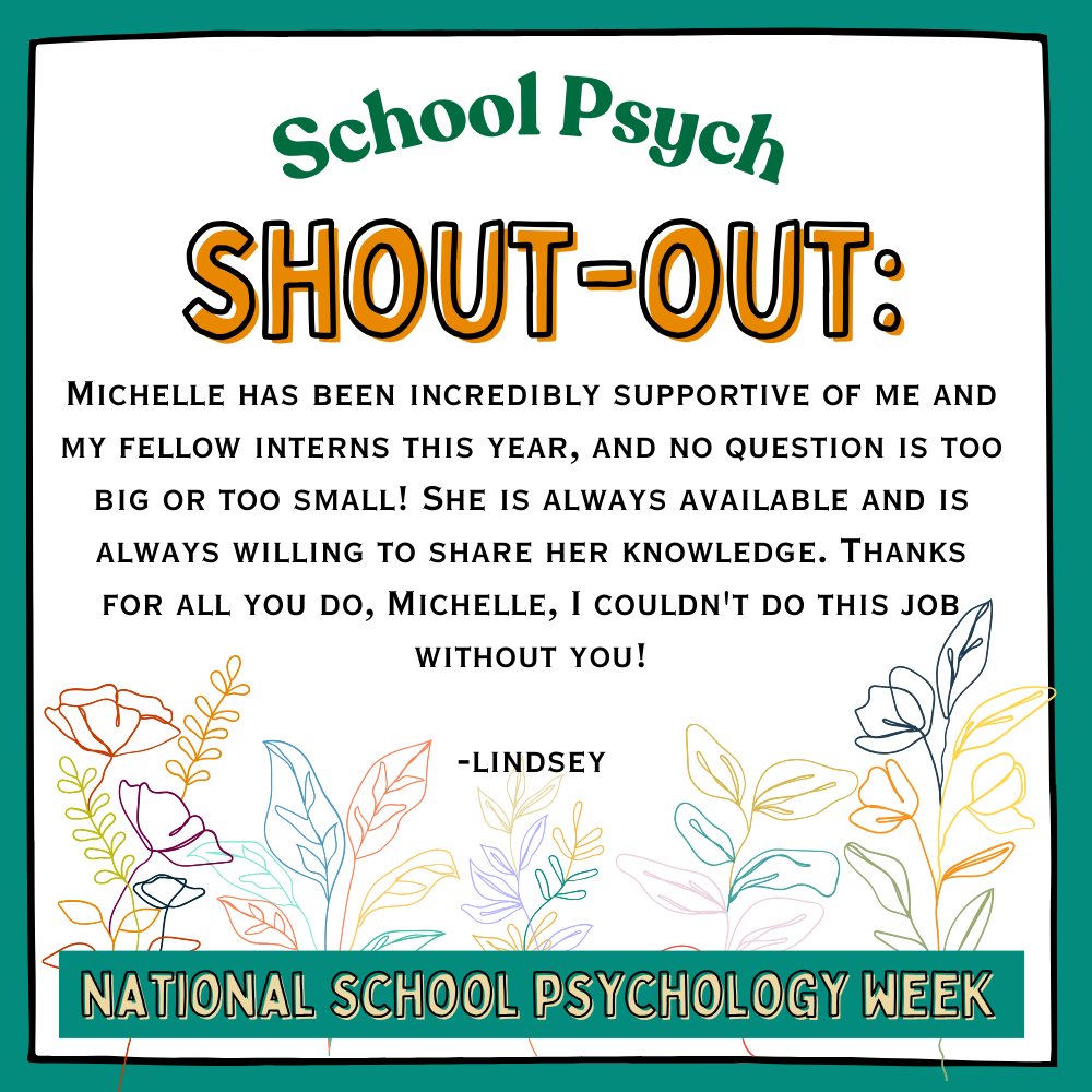 OPSPsychs's tweet photo. Thank you to everyone that followed along for National School Psychology Week. Check out the shout-outs we received from the end of the week. Hands down, our psychs are the BEST! #NSPW2023 #SchoolPsychWeek https://t.co/gg3FQVPQoZ