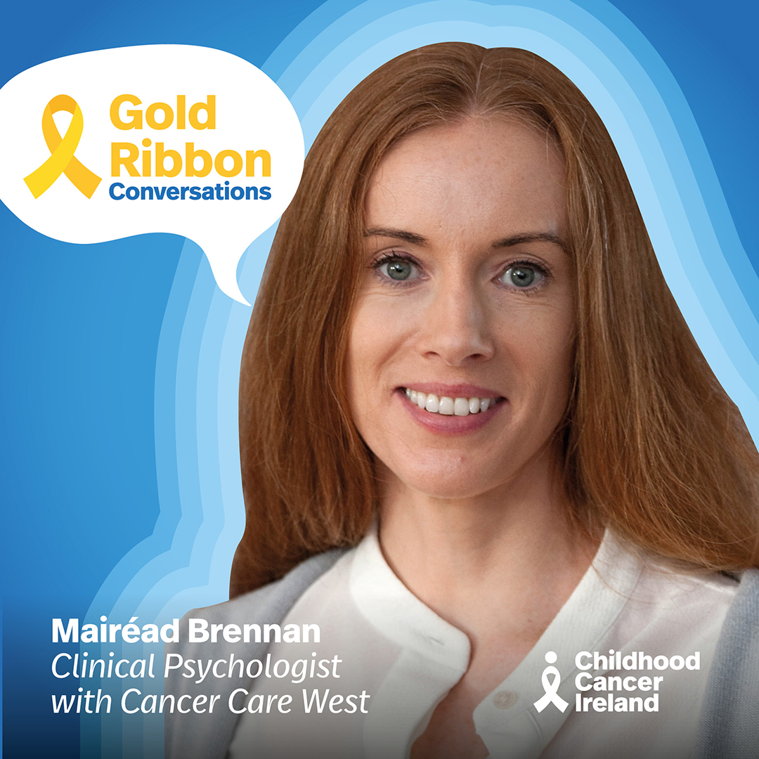 This week on #GoldRibbonConversations we're joined by Dr. Mairead Brennan, Snr Clinical Psychologist @cancercarewest to talk about the psychology of what's happening for parents during and after treatment. Listen anywhere you get podcasts: pod.link/1581395584/epi…