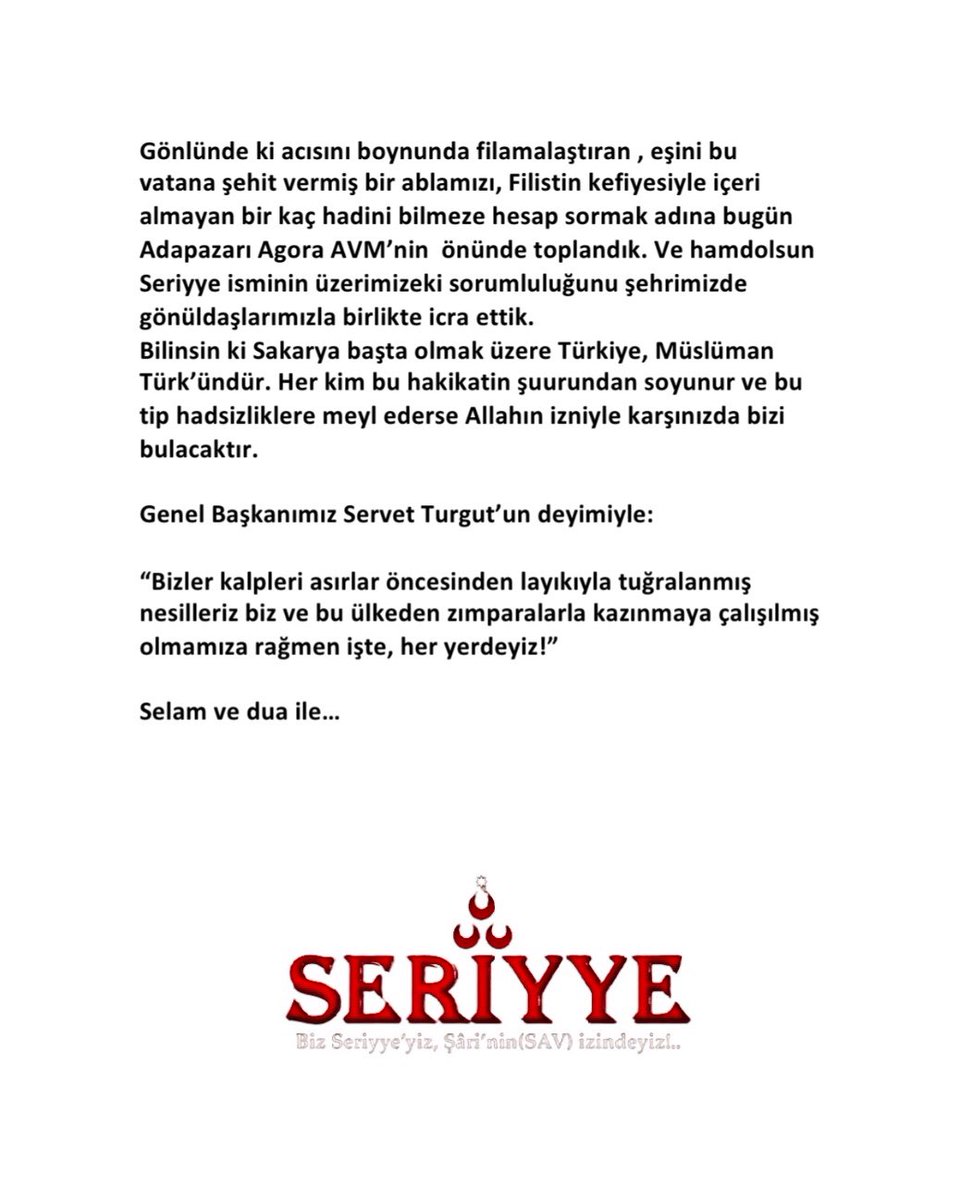 sakaryaseriyye's tweet photo. “Bizler kalpleri asırlar öncesinden layıkıyla tuğralanmış nesilleriz biz ve bu ülkeden zımparalarla kazınmaya çalışılmış olmamıza rağmen işte, her yerdeyiz!”
Servet Turgut https://t.co/EhOMY1aeET