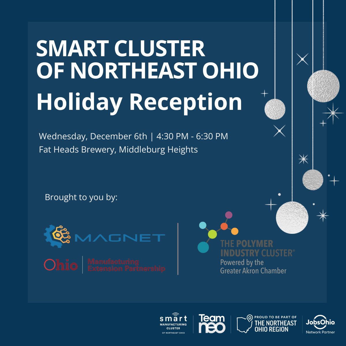 We’re excited to come together for the holiday & recap the exciting announcement that the #northeastohioregion has been awarded the designation as a Tech Hub for Sustainable Polymers and recipient of a Strategy Development Grant by @US_EDA

Register today: bit.ly/3snGHb1