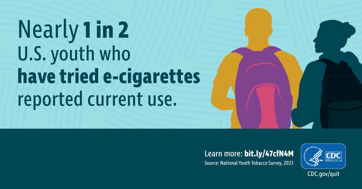 New data show that e-cigarettes, for the 10th year, are the most commonly used tobacco product among U.S. youth. Learn how youth use of any type of tobacco is unsafe in @CDCMMWR: bit.ly/47cfN4M