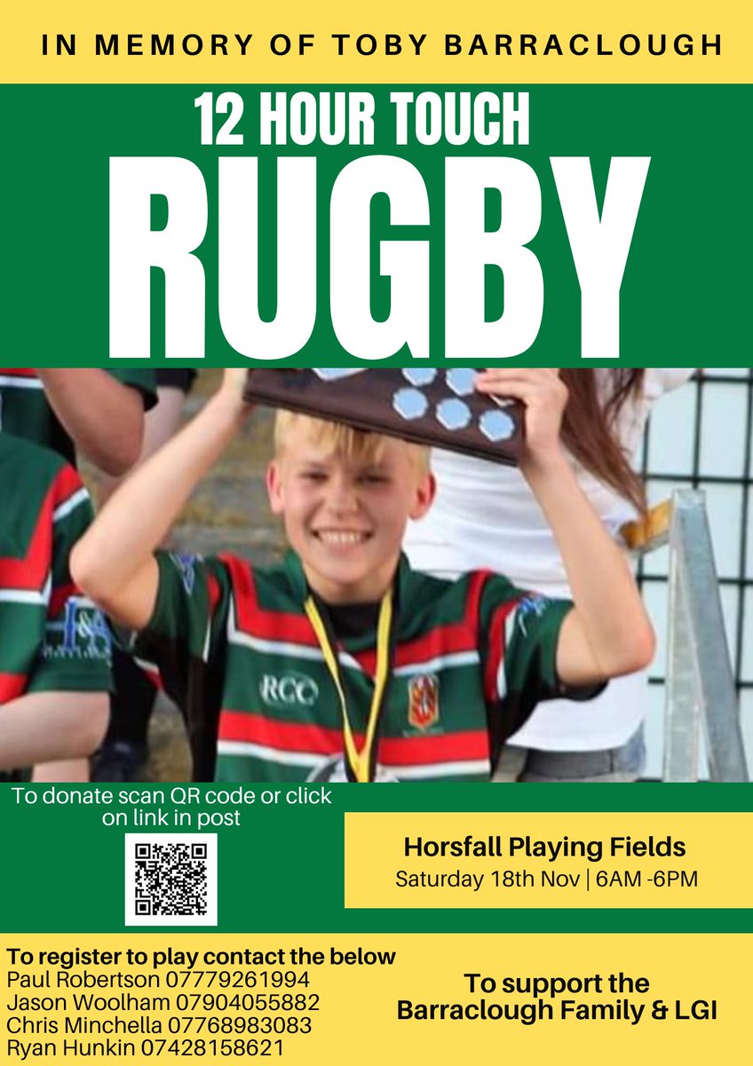 westbowlingrlfc's tweet photo. Following the news yesterday the club Masters with family permission have decided to fundraise proceeds towards supporting the Barraclough family with funeral arrangements &amp; the LGI for their wonderful care of Toby over the past few weeks.
(1/3) https://t.co/1QqQFnuOGO