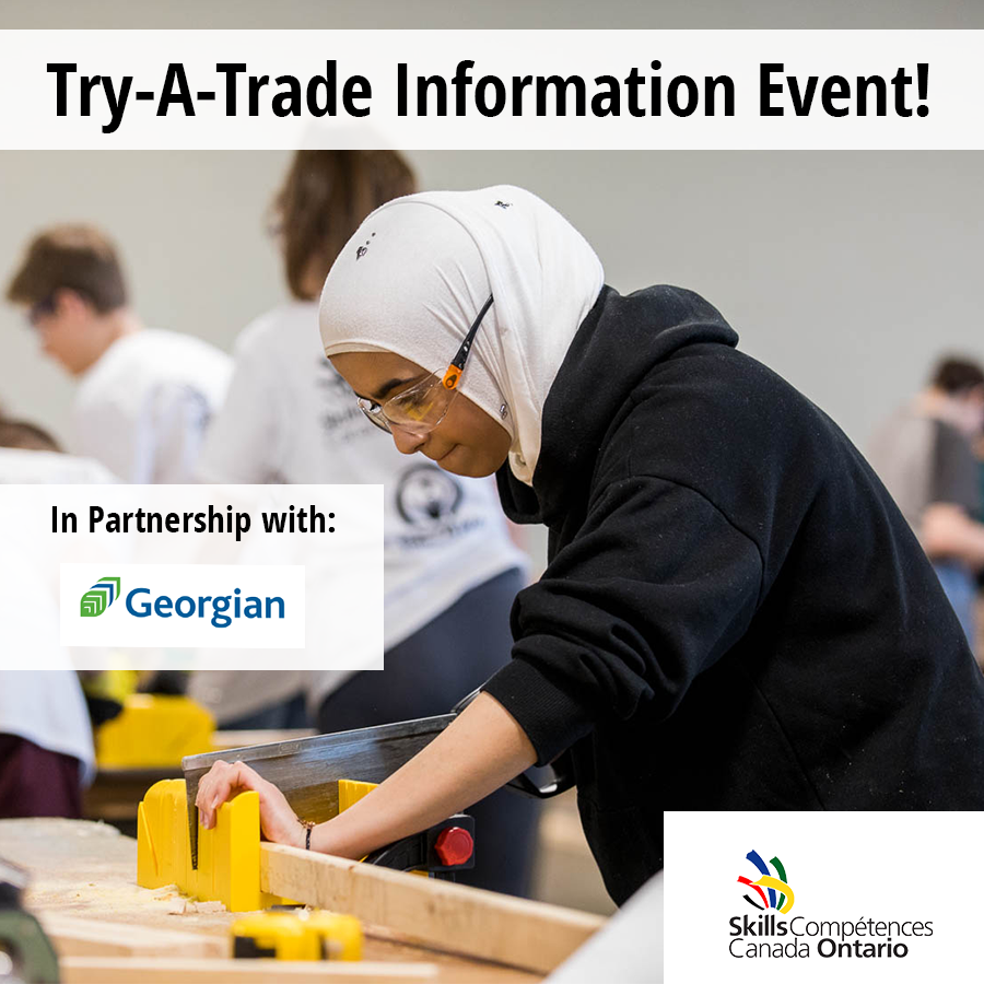 Skills Ontario (@skillsontario) on Twitter photo There is still time to register for our upcoming Try-A-Trade information event in partnership with <a href="/georgiancollege/">Georgian College</a> & our Young Women's Initiatives Program!
This event is for girls in grades 7-9 and their parents. Register by Dec. 2nd using this link: skillsontario.jotform.com/232885550356867 There is still time to register for our upcoming Try-A-Trade information event in partnership with <a href="/georgiancollege/">Georgian College</a> & our Young Women's Initiatives Program!
This event is for girls in grades 7-9 and their parents. Register by Dec. 2nd using this link: skillsontario.jotform.com/232885550356867