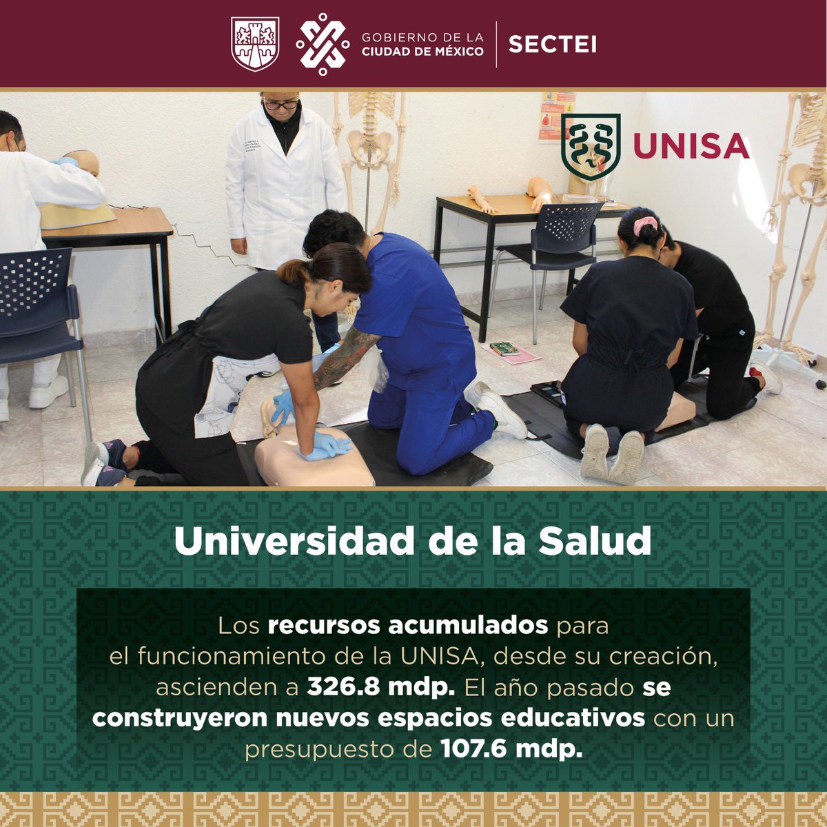 OfeliaAngulo_'s tweet image. #ComparecenciaSECTEI
#QuintoInforme 

En 2020 se creó la #UNISA como una opción de formación gratuita en Medicina General y Enfermería Familiar y Comunitaria con énfasis en el desarrollo de habilidades para la prevención y tratamiento oportuno en el 1er nivel de atención médica.