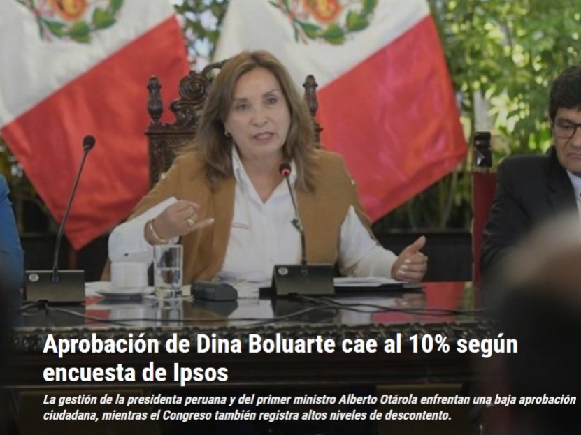 MuseosCHdeLima's tweet photo. Aprobación de Dina Boluarte cae al 10% según encuesta de Ipsos https://t.co/WHR8e3uotw https://t.co/xzTamtfMer