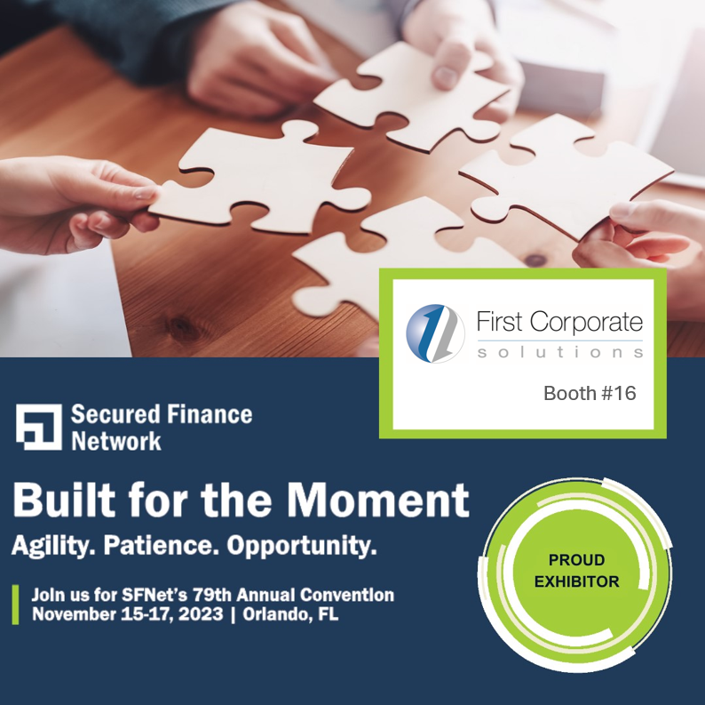 FICOSO's tweet photo. First Corporate Solutions is excited to be exhibiting at @SFNet_National Convention this week in Orlando. Come by to hear more about our FICOSO platform that helps lenders optimize their UCC searching, filing and portfolio management. #finance #lending #underwriting #compliance https://t.co/eHZIKa4fHM