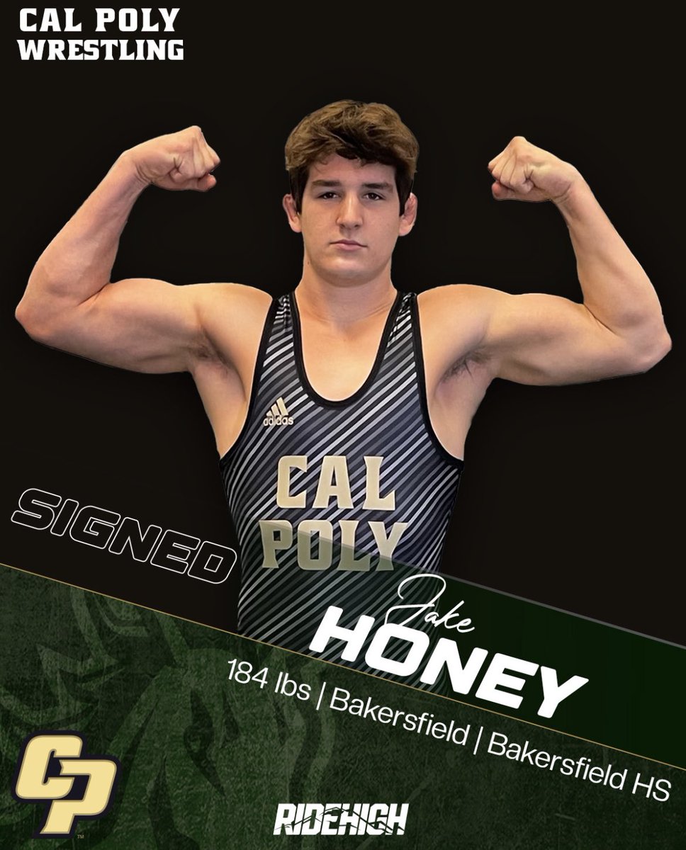 CalPolyWrestle's tweet image. Please let us welcome to the Mustang family, Jake Honey!

#signed #calpoly #d1 #ncaa #ridehigh