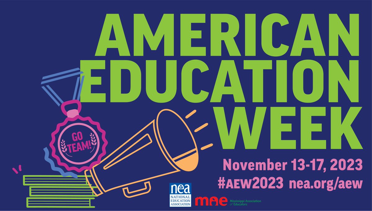 MSEducators's tweet photo. Let's celebrate American Education Week!  🎉 Join us as we honor the incredible impact of education and give a special shoutout to all the dedicated educators, motivated students, and supportive families who are making a difference.#MAEToday #AEW2023 @NEAToday  📚 https://t.co/1OsdxKfRvh