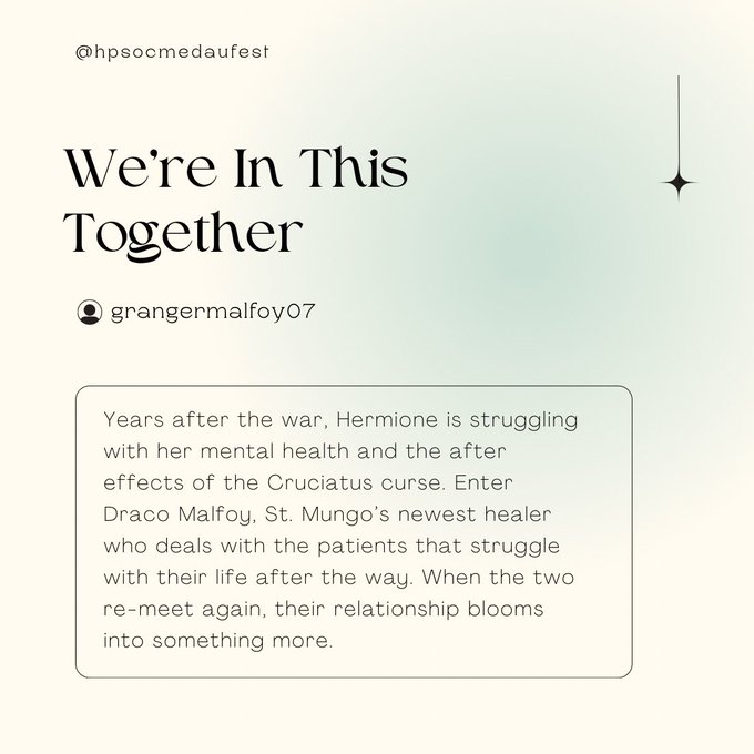 ⭐️ REVEALS DAY ONE ⭐️

We're In This Together
by @Grangermalfoy07 

archiveofourown.org/works/51397297…