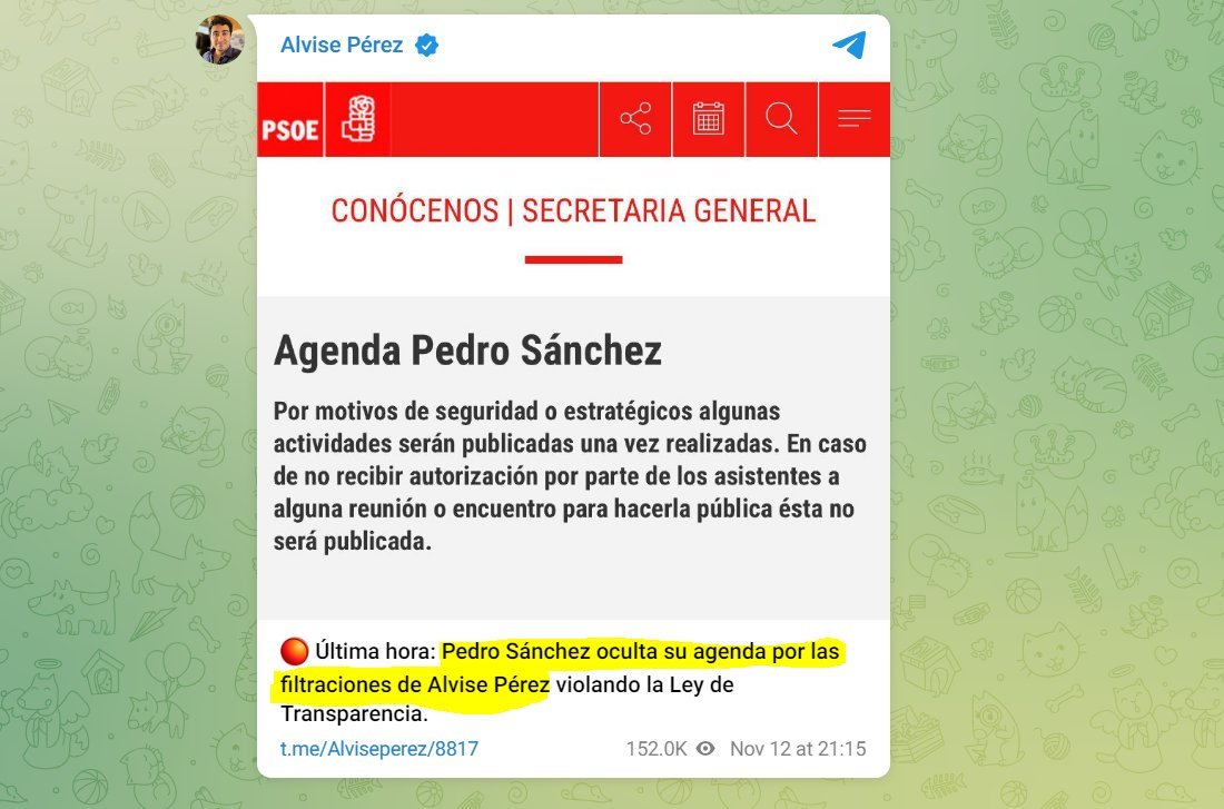 JulianMaciasT's tweet photo. El ridículo de Alvise y Vito Quiles no conoce límites, no solo se inventan que Pedro Sánchez ocultó su agenda publicando una captura de la web del PSOE de 2015, sino que dicen que es gracias a ellos.
Vito Quiles 6K Rts (y nota de la comunidad) y Alvise 300K en telegram.
IMPUNES. https://t.co/9o3xGrIU2x