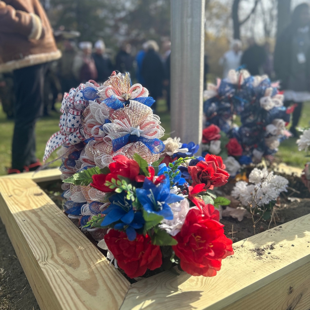 Superintendent Dr. Juliette Pennyman, Chief Financial Officer Tabatha Biggane and Supervisor of Maintenance and Facilities Tyler Kritzman attended a ceremony at Cedar Park Cemetery where the flag pole at John L. Edwards Elementary School was donated to honor deceased veterans!