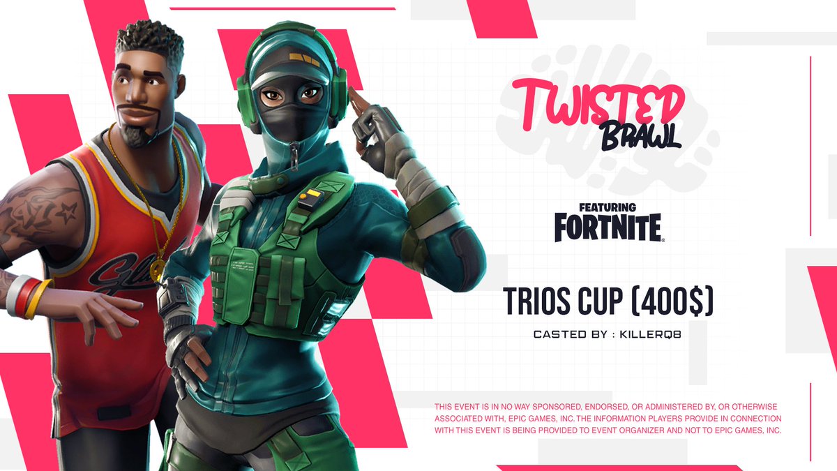 TwisScrims's tweet image. We're not done yet!😈
Ready up for the OG Trios #TwistedBrawl Cup this weekend.🏆

📅 16th Nov @ 7 PM KSA
💰 $400 in Prizes
⏩ 16 Teams Qualify to finals
🎙️ Casted by @xKiLLeRQ8Y

Drop your WL name &amp;amp; tag your teammates for a chance to be invited.

Qualifier Links below👇