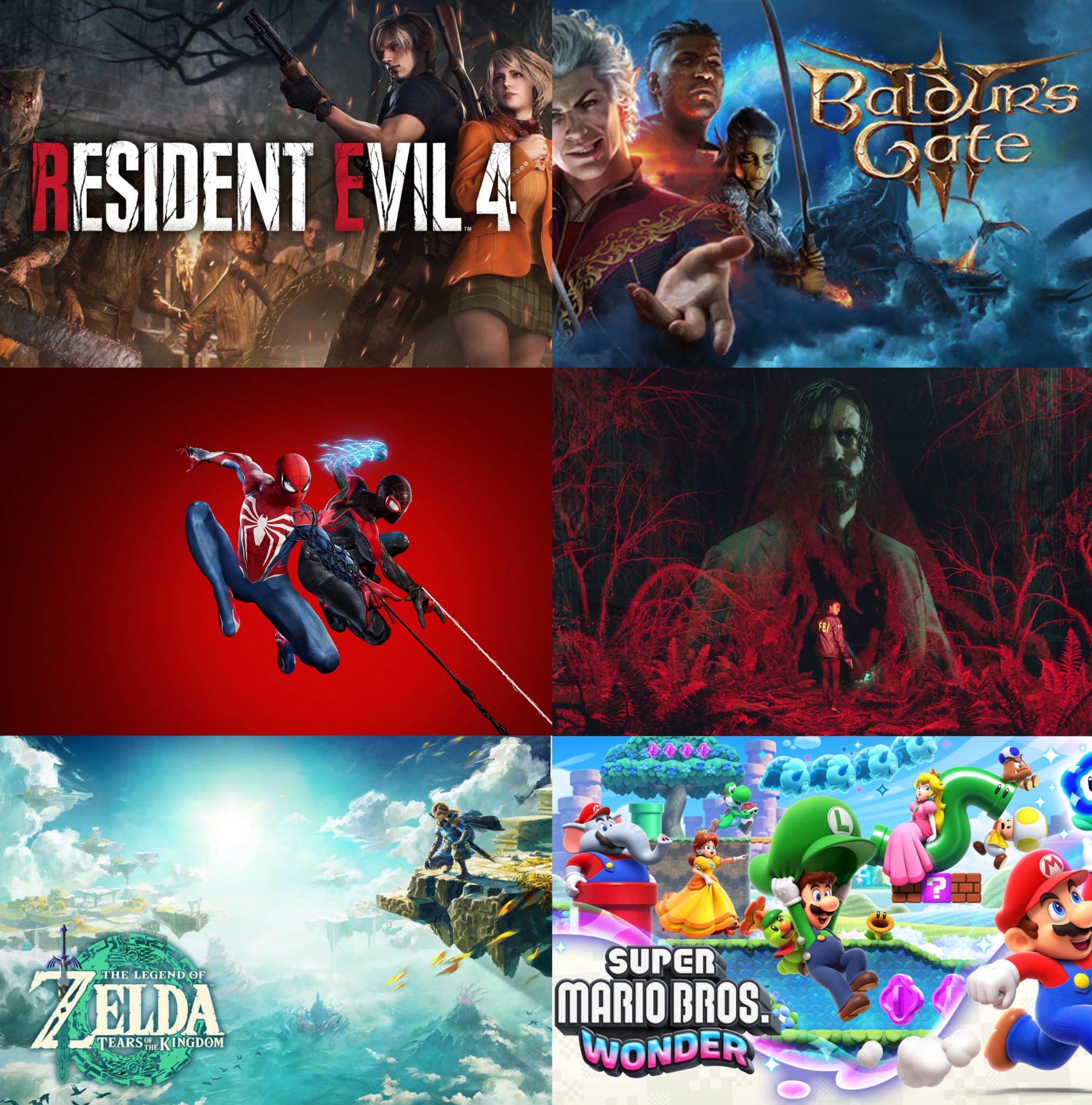 PS5 - Game of the Year Nominees Metacritic scores: - Zelda: Tears of the  Kingdom - 96 - Baldur's Gate 3 - 96 - Resident Evil 4 - 93 - Super Mario  Bros. Wonder - 92 - Spider-Man 2 - 90 - Alan Wake 2 - 87 #TheGameAwards