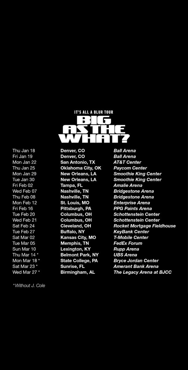 DRAKE AND J COLE ARE GOING ON TOUR 

Cash App Pre sale
Wednesday, Nov 15 at 11 AM 

Available For Everyone 
Friday, Nov 17 at 10 AM Local