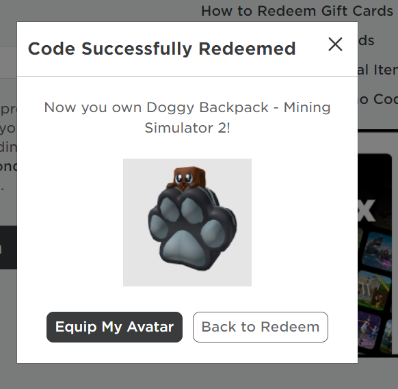 Roblox Code Doggy Backpack - Mining Simulator 2