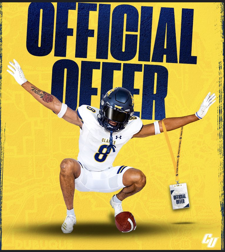 Blessed to receive an offer from <a href="/ClarkePrideFB/">Clarke Pride Football</a> <a href="/CoachHicksCU/">Adam Hicks</a>