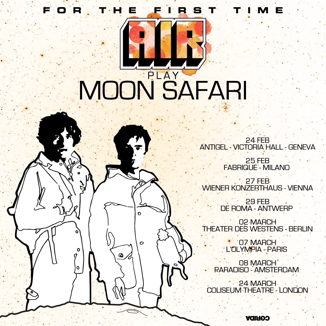 nicolasgodin's tweet photo. Today is a special day, announcing that @JBDunckel and myself will go back on stage to play Moon Safari next year and that is pretty emotional ..Presale for these shows starts Thur Nov 16 at 10am local time 🚀 all info will be on https://t.co/un6VnFt8Qw https://t.co/7CXW0B3zHF