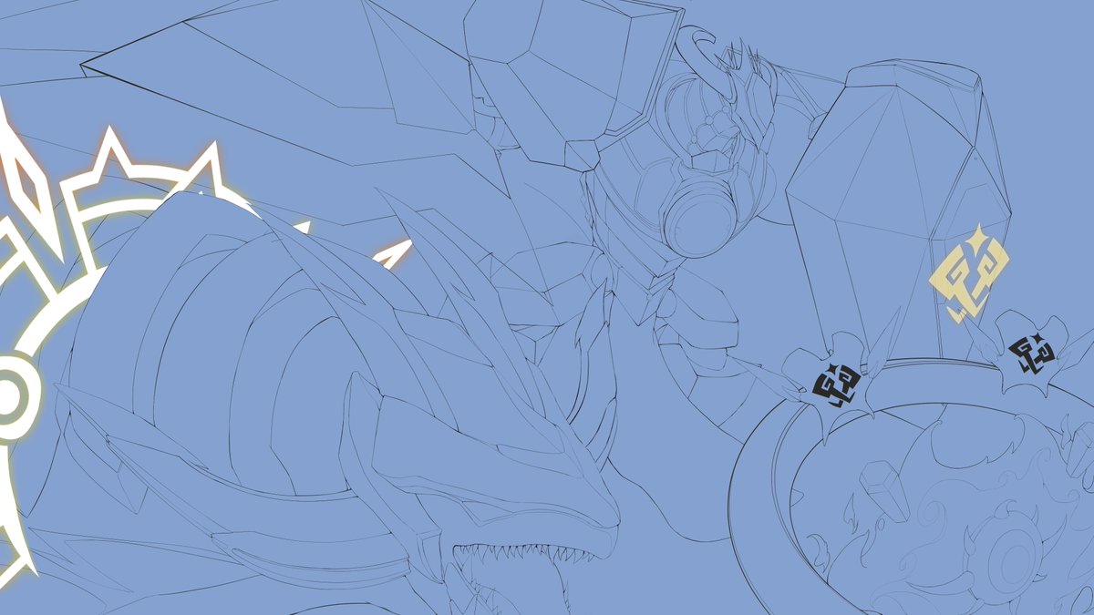 友人の依頼で描いてる方(報酬:メガマナロック) 超久々なデュエマの絵なので新鮮な気持ち 