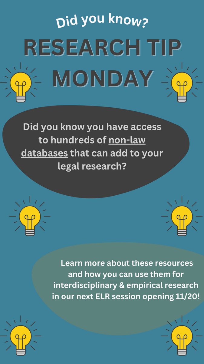 TechLawLibrary's tweet image. Happy Monday Tech Law! Sign up for the Excellence in Legal Research Program today to help researching for your LP classes, seminar papers, clerkships, or just for fun!
