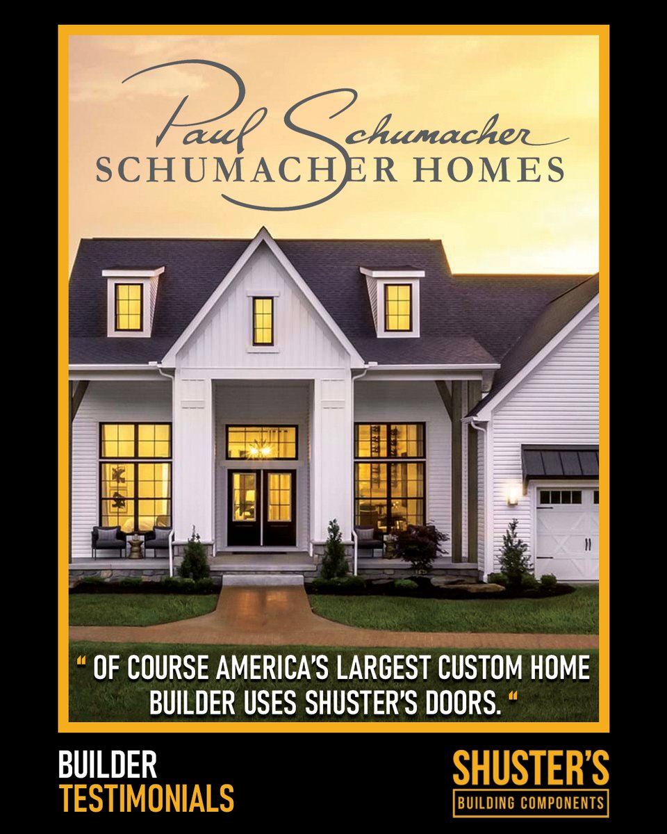 Big shout out to @SchumacherHomes for using Shuster Strong doors in their beautiful homes! 🚪💪🏠

#shustersbuildingcomponents #shustersbuildingsupplies #schumacherhomes #builder #strongpartnership